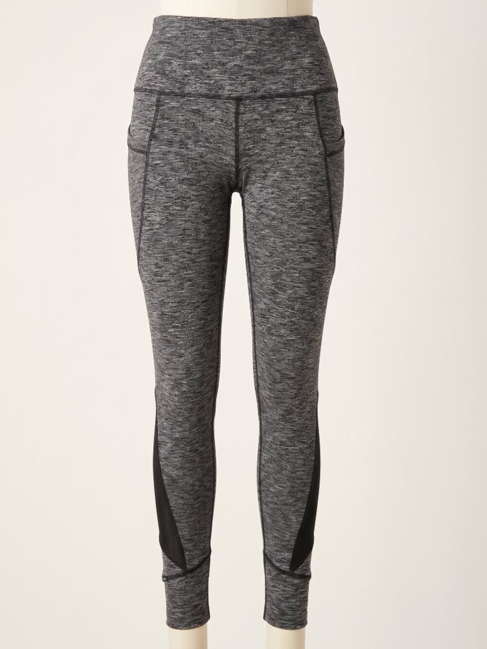 Athleta Heather Gray Mesh Panel High Rise Running Leggings Small Stash Pockets